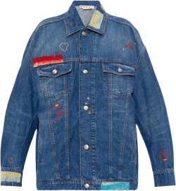 knitted-panel denim jacket