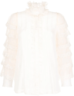 ruffled mulberry silk blouse