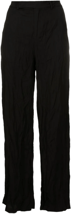 crinkled-finish high-waisted trousers