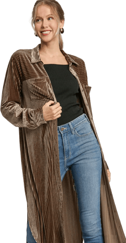 Umgee Texture Curved Hem Button Down Shirt Dress