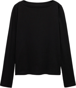 Long-sleeved boat-neck t-shirt
