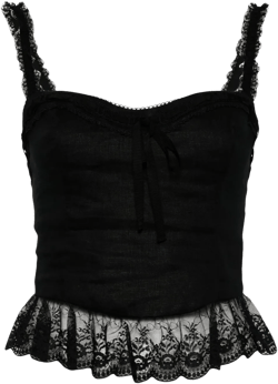Paola lace-trimmed linen top