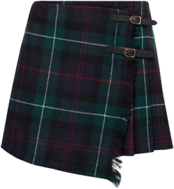 Polo Ralph Lauren Women's Blue Plaid Pleated Wool Twill Wrap Skirt