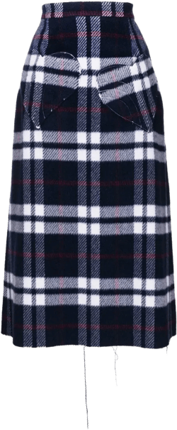 checked wool midi skirt
