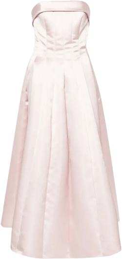 strapless satin midi dress
