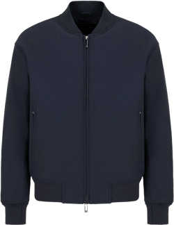 Official Store Zipped Bomber Jacket In Technical Stretch Nylon In Navy Blue