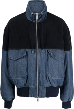 Logo-appliqué Panelled Bomber Jacket In Blue