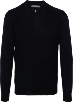 long-sleeved virgin wool polo shirt