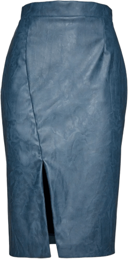 Women's Blue Indigo Faux Leather Pencil Skirt