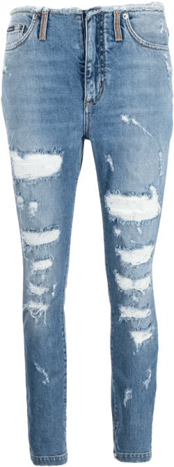 distressed-finish skinny-cut jeans