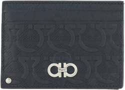Gancini Embossed Credit Card Holder In Black