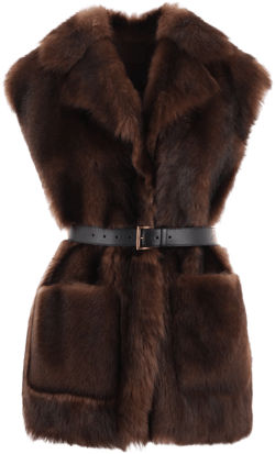 Shearling Vest In Black