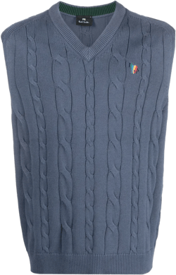 logo-embroidered cable-knit vest