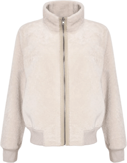 Reversible Textured Shearling Lamb Bomber Jacket In Cream