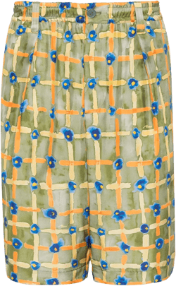 abstract-print silk Bermuda shorts