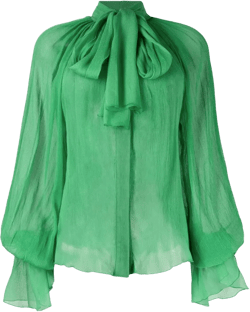 pussy-bow silk blouse