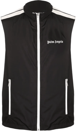 Logo Zip-front Sleeveless Jacket In Black