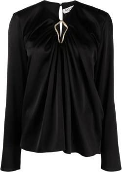 draped long-sleeved blouse 
