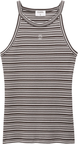 monogram-embroidered striped organic cotton tank top