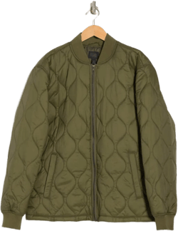 Quilted Bomber Jacket In Olive Night