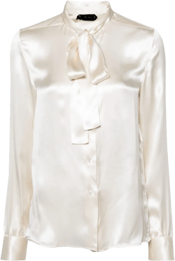 pussy-bow collar silk shirt