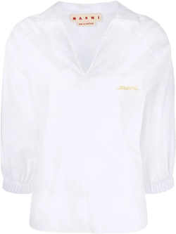 V-neck cotton blouse
