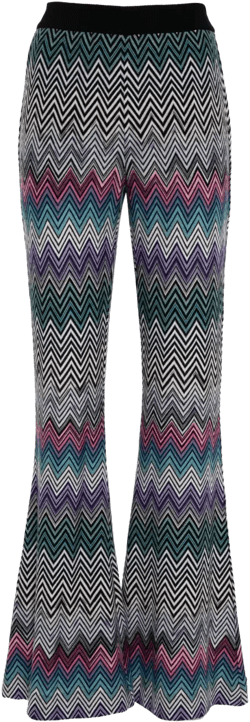 zigzag woven wool flared trousers