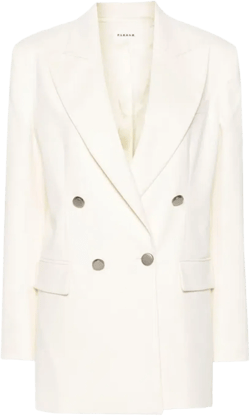 Parosh Crew Cotton Blend Blazer Jacket In White