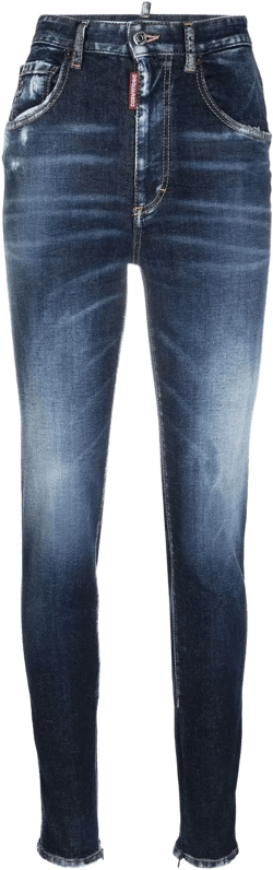 high-waisted faded skinny jeans