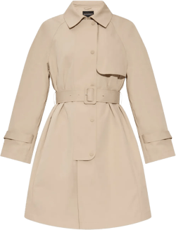 Trench Coat With Belt In Water-repellent Technical Cotton In Beige