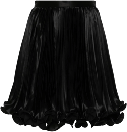 pleated satin mini skirt
