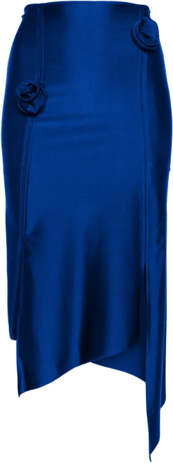 floral-appliqué asymmetric midi skirt