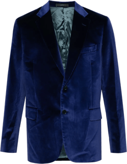 Single-breasted Velvet Blazer In Blue