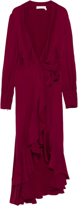 wrap silk midi dress