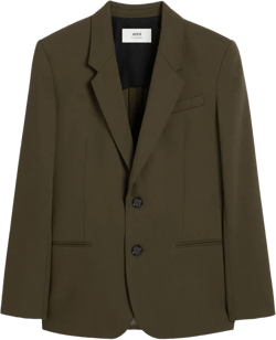 Wool Blazer In Black Olive