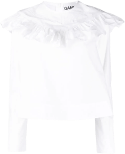 ruffle-detail organic cotton blouse