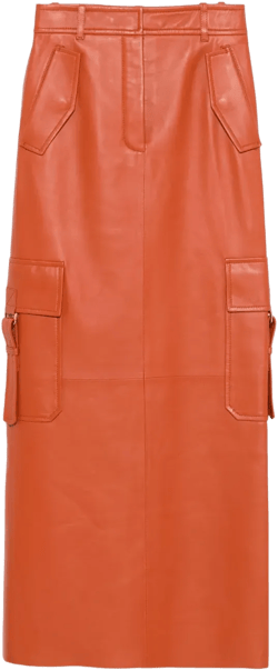 Illustration leather maxi skirt