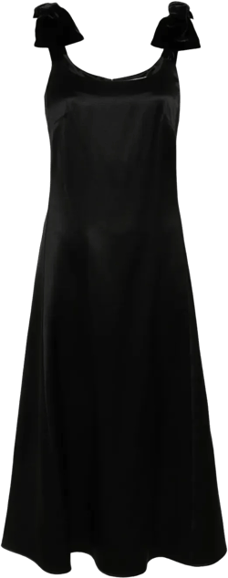 bow-embellished satin midi dress