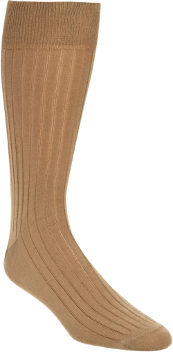 Ribbed Mercerized Cotton Blend Dress Socks In Taupe