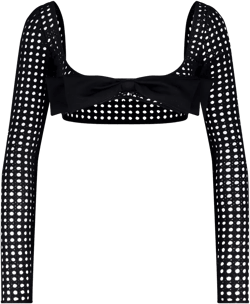 bow-detail crochet cropped top