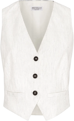 Pinstripe-pattern Waistcoat In Bianco Testa Di Moro