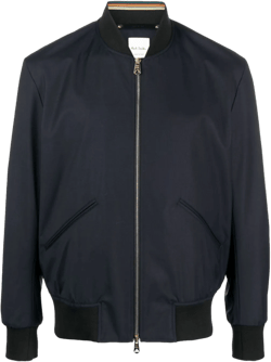 Dark Navy 'storm System' Wool Bomber Jacket Blue