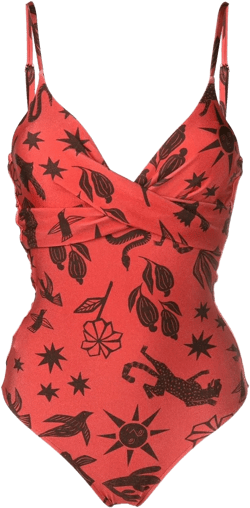 Bianca twist-detail printed swimsuit