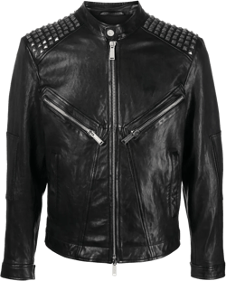 studded leather biker jacket