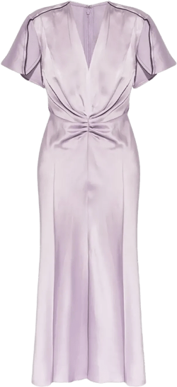 ruched satin midi dress