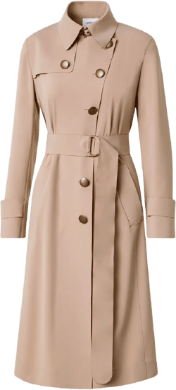 Techno Laser Cut Crepe Belted Trench Coat In Beige