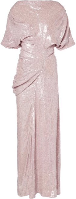 Sequined Draped Gown In Pink