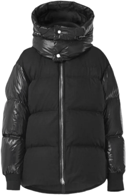 Contrast-panel Cotton-gabardine Puffer Jacket In Black