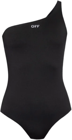 Solid Color One-shoulder One Piece Swimsuit In Black