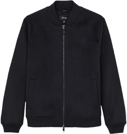 Navy Harlan Brushed Wool-blend Bomber Jacket